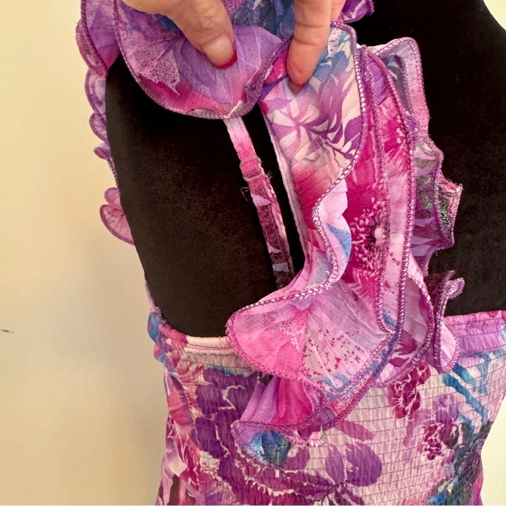 Pristine - Ruffle Shoulder Floral Top Size: Large - Picture 6 of 9